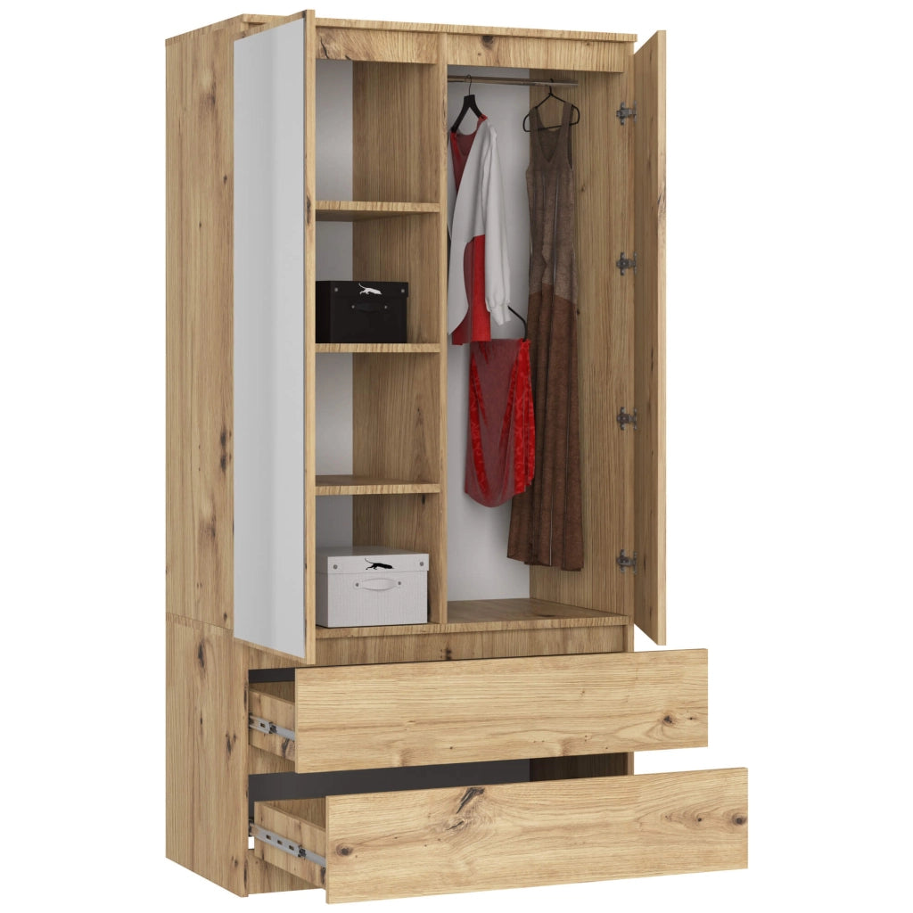 Armadio AKORD S90 Quercia Artisan 90 cm 2 ante 2 cassetti 90x51x180 cm