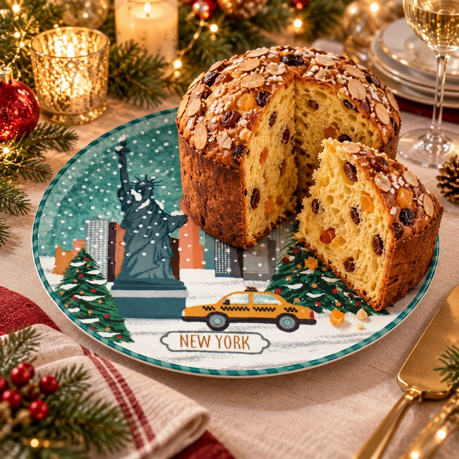 Piatto Panettone Xmas Postcard New York 29 cm Tognana