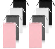 Set di 8 sacchetti di protezione per occhiali da sole in microfibra - 19 x 96 cm - Tas di stoccaggio - Cordino - Sacchetto di stoccaggio - Uomo donna - Colori rossa nera grigio bianco - Cassetto per occhiali da sole