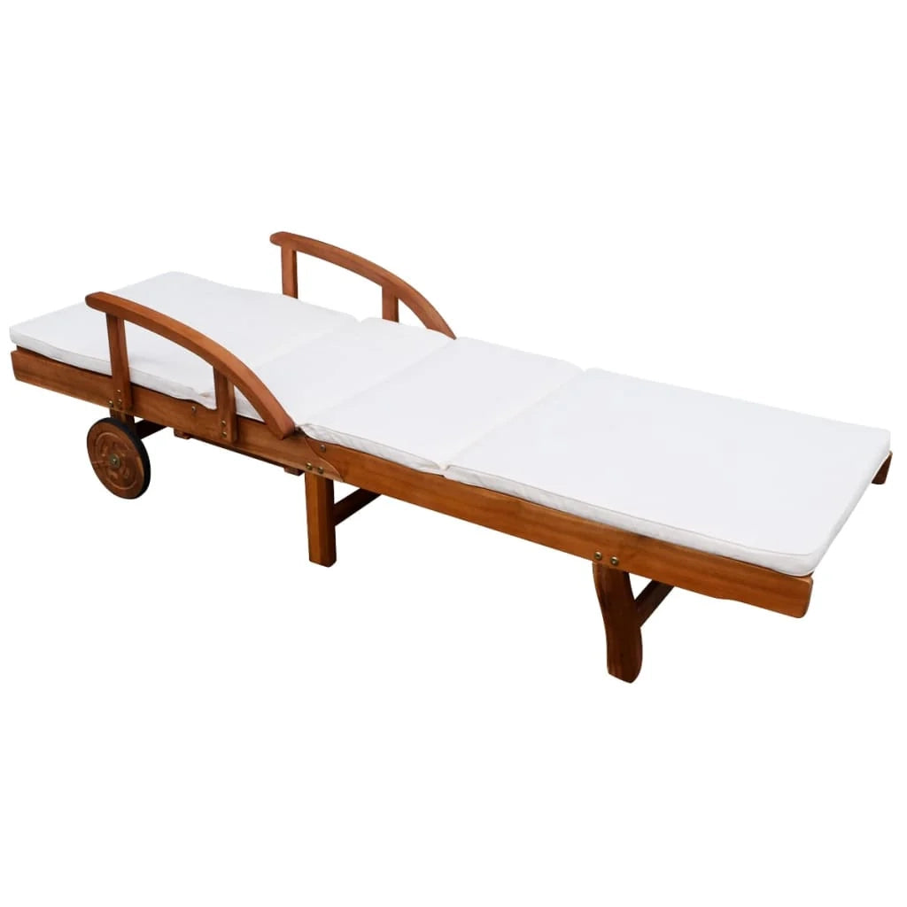 Lettino prendisole sedia a sdraio lettino prendisole letto da giardino mobili da esterno per patio con cuscino legno massello di acacia 02_0012350
