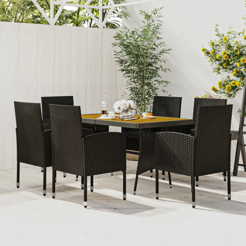 Set da Pranzo per Esterni 7 pz in Polyrattan Nero cod mxl 43918