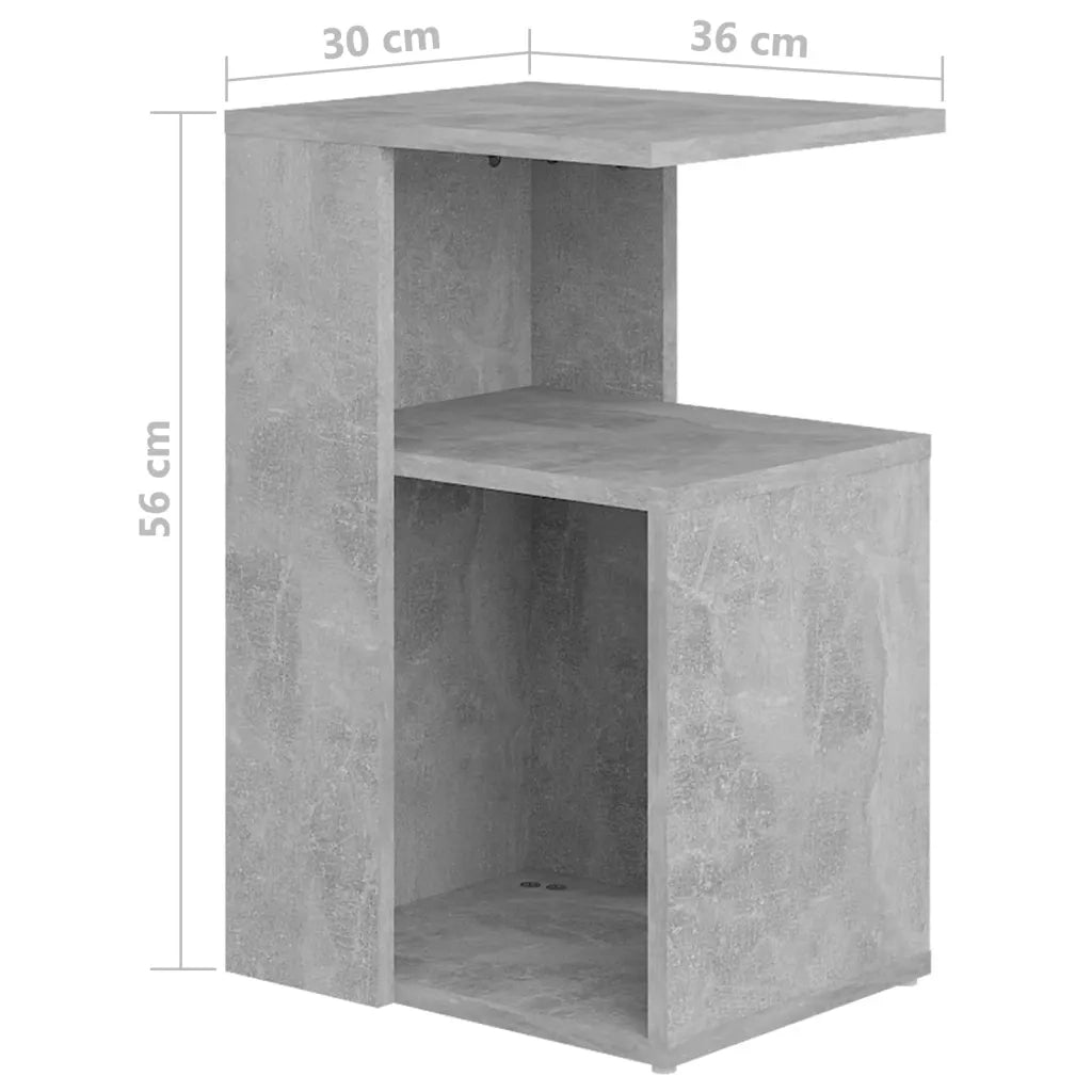 Tavolino-Tavolino da soggiorno-Tavolo Grigio Cemento 36x30x56 cm in Legno Multistrato