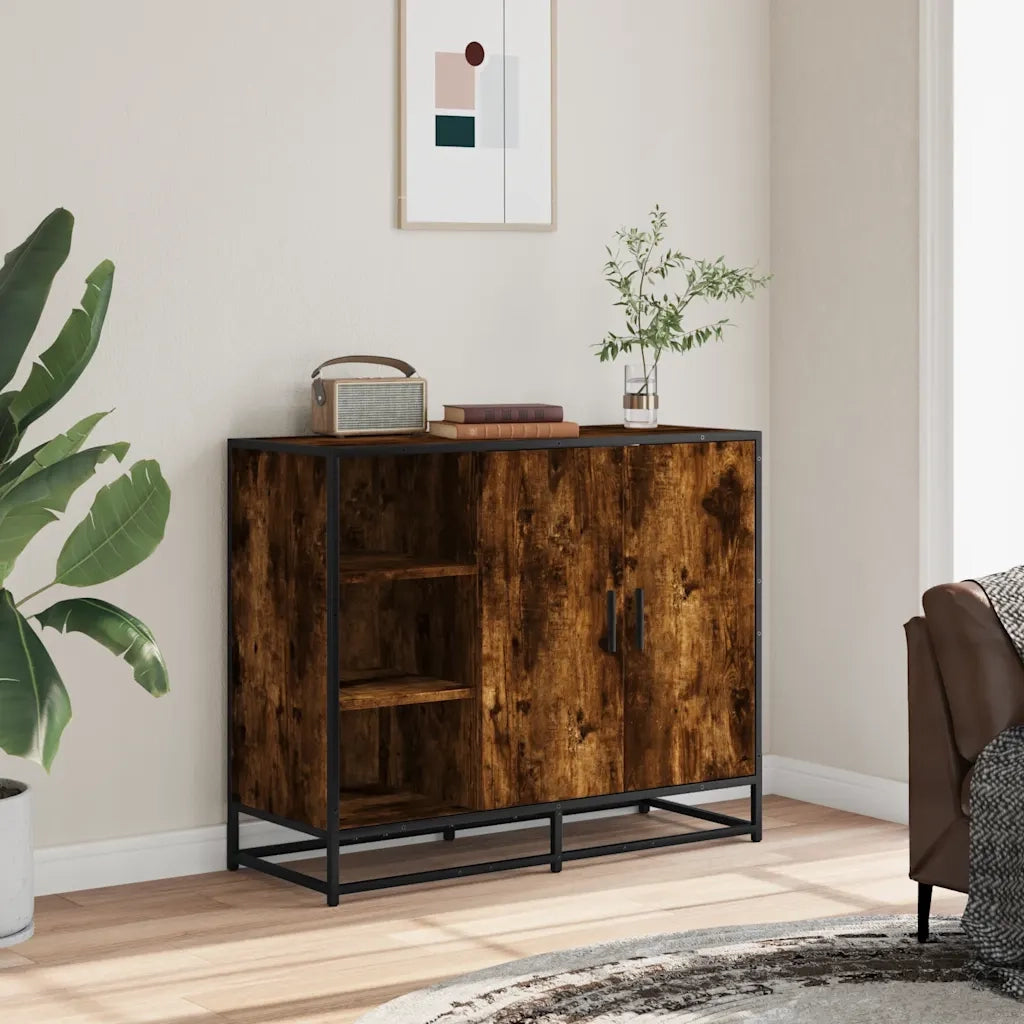 Credenza Rovere Fumo 92x35x76 cm in Legno Multistrato 849021