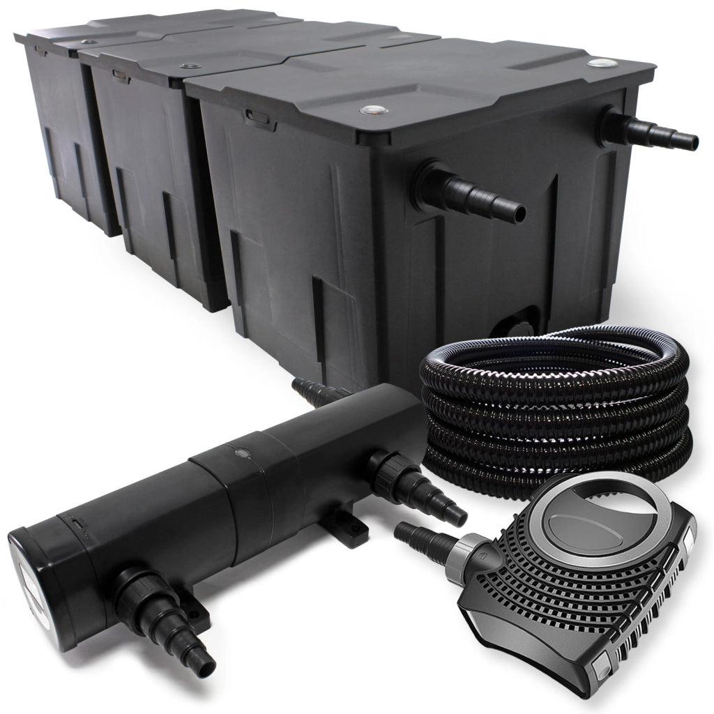 Set per laghetti fino a 90000l Filtro Chiarificatore UVC 18W Pompa 80W Tubo 25m