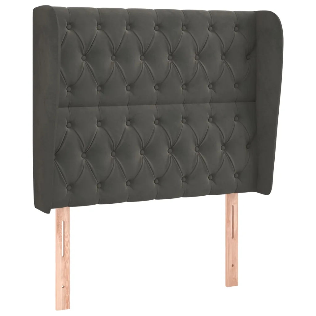 Testiera | Testata ad Orecchio GrigioScuro 103x23x118/128cm in Velluto