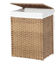 Wascarico a mano con coperchio - Canne - Rettangolare - Intrecciato - 46x33x60cm