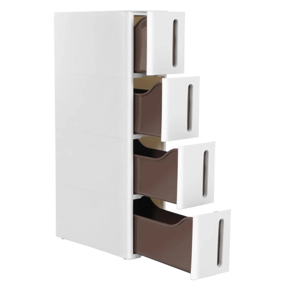 Torre portaoggetti sottile da cucina su ruote ripiano portaoggetti in plastica a 4 ripiani salvaspazio 45 x 17 x 84 cm bianco 12_0007792