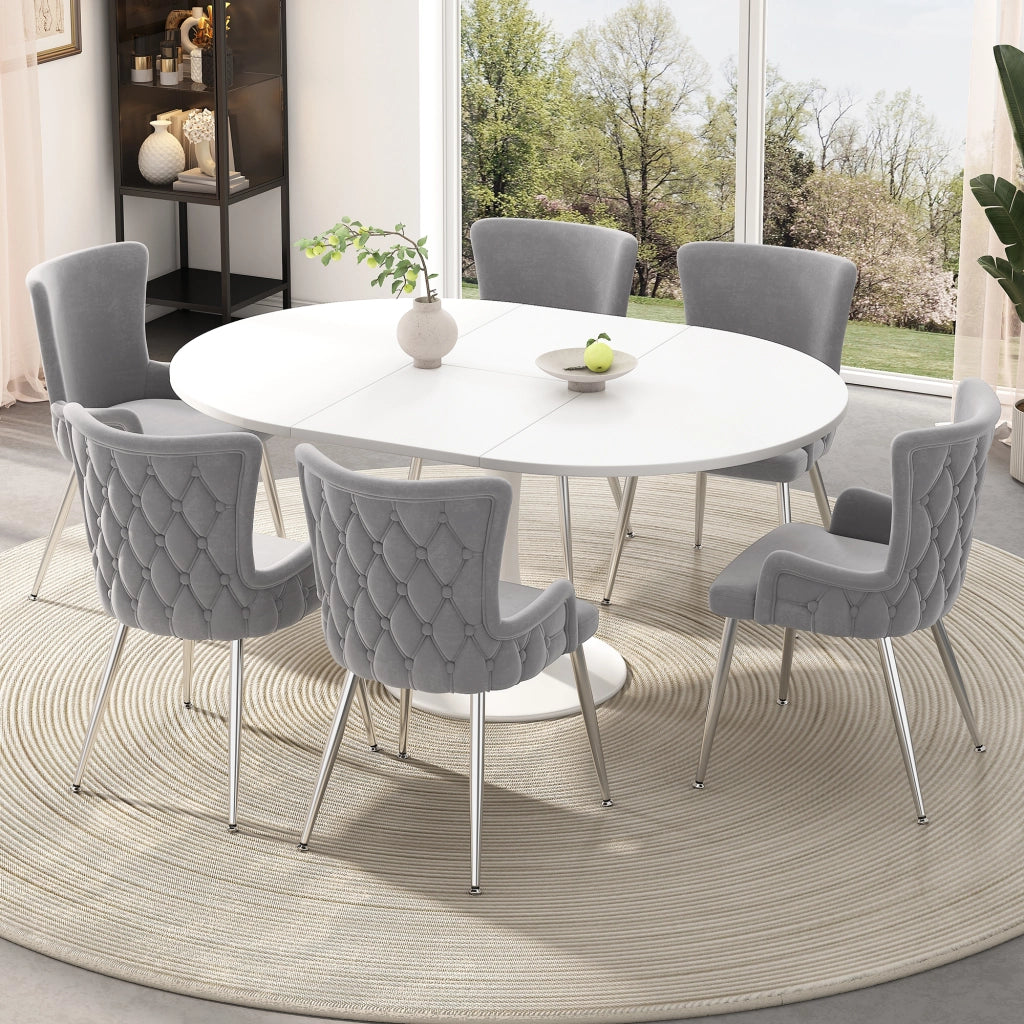 SEDIA da pranzo in velluto grigio e argento Set da 4 pezzi