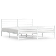 Letto matrimoniale | Letto per adulti | Giroletto con Testiera e Pediera Metallo Bianco 200x200 cm