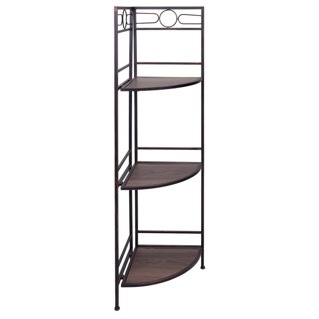 Scaffale angolare in legno nero e metallo 50x36x126h