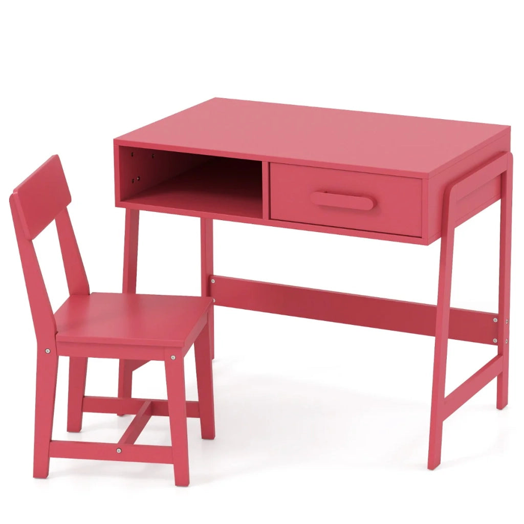 Set scrivania e sedia per bambini 85 x 48 x 70 cm spazio di lavoro organizzato seduta ergonomica in MDF rosa 20_0011750