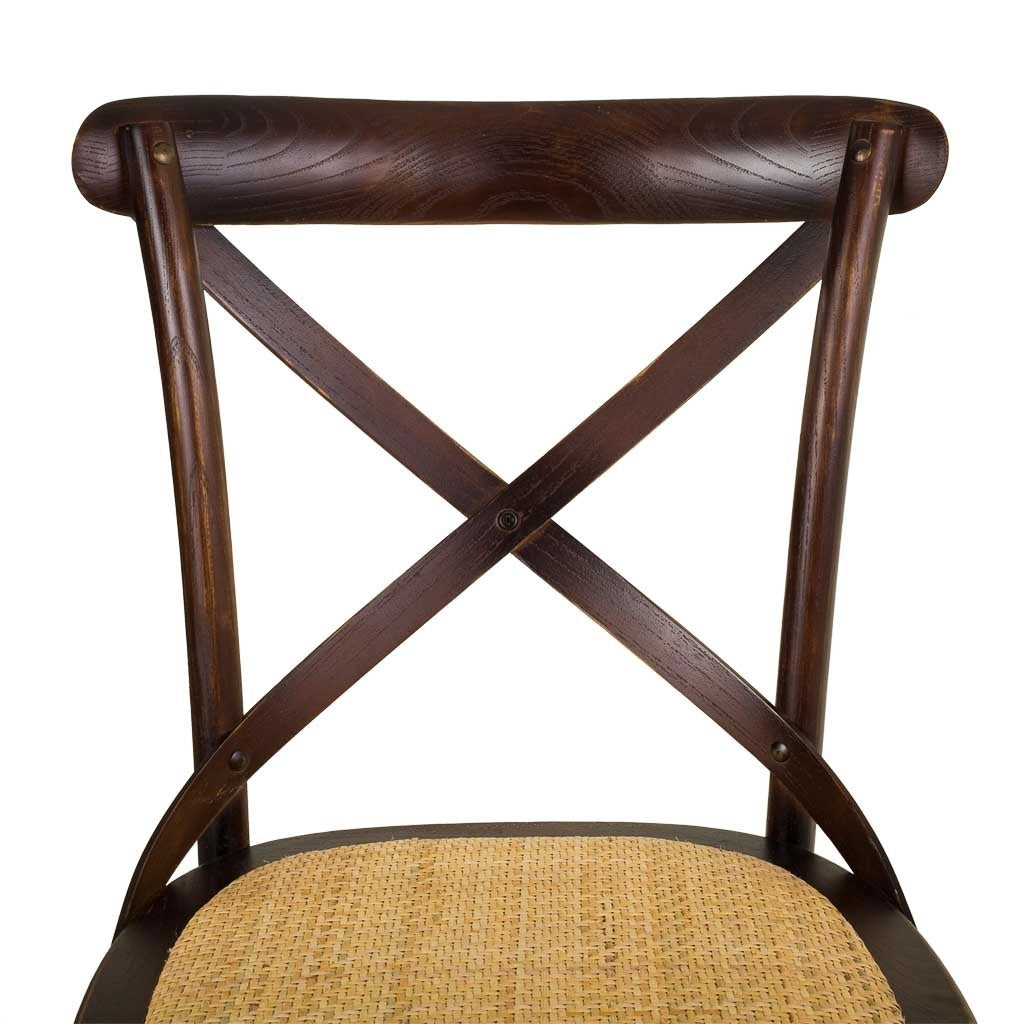 Sgabello in legno e seduta in rattan marrone 45x53x75/116h