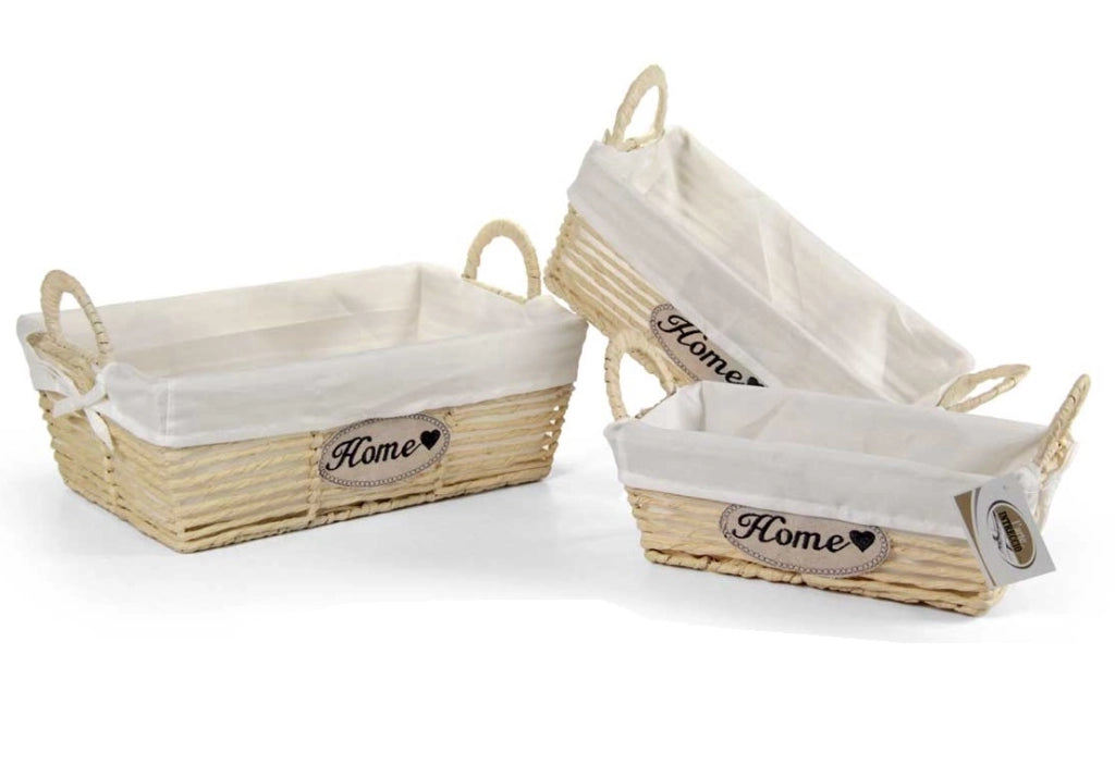 SET 3 CESTE DA BAGNO IN COLORE BEIGE 40/35/30 CM IN TESSUTO