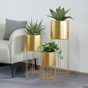 Set di 3 vasi per piante con standard moderne vaschette per piante da appartamento 73 & 55 & 30 cm alto Esterno per Salotto Cucina Ufficio Giardino Balcone Terrazza Decorazione (Oro)
