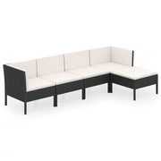 Mobili da giardino mobili da esterno Set di mobili da 5 pezzi con cuscini in resina intrecciata nera 02_0016486