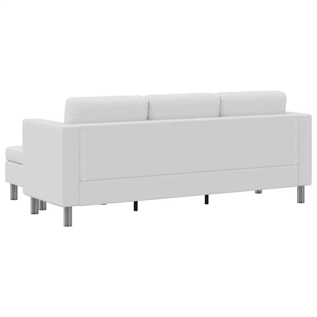 Divano Componibile a 3 Posti in Pelle Artificiale Bianca  cod mxl 13831