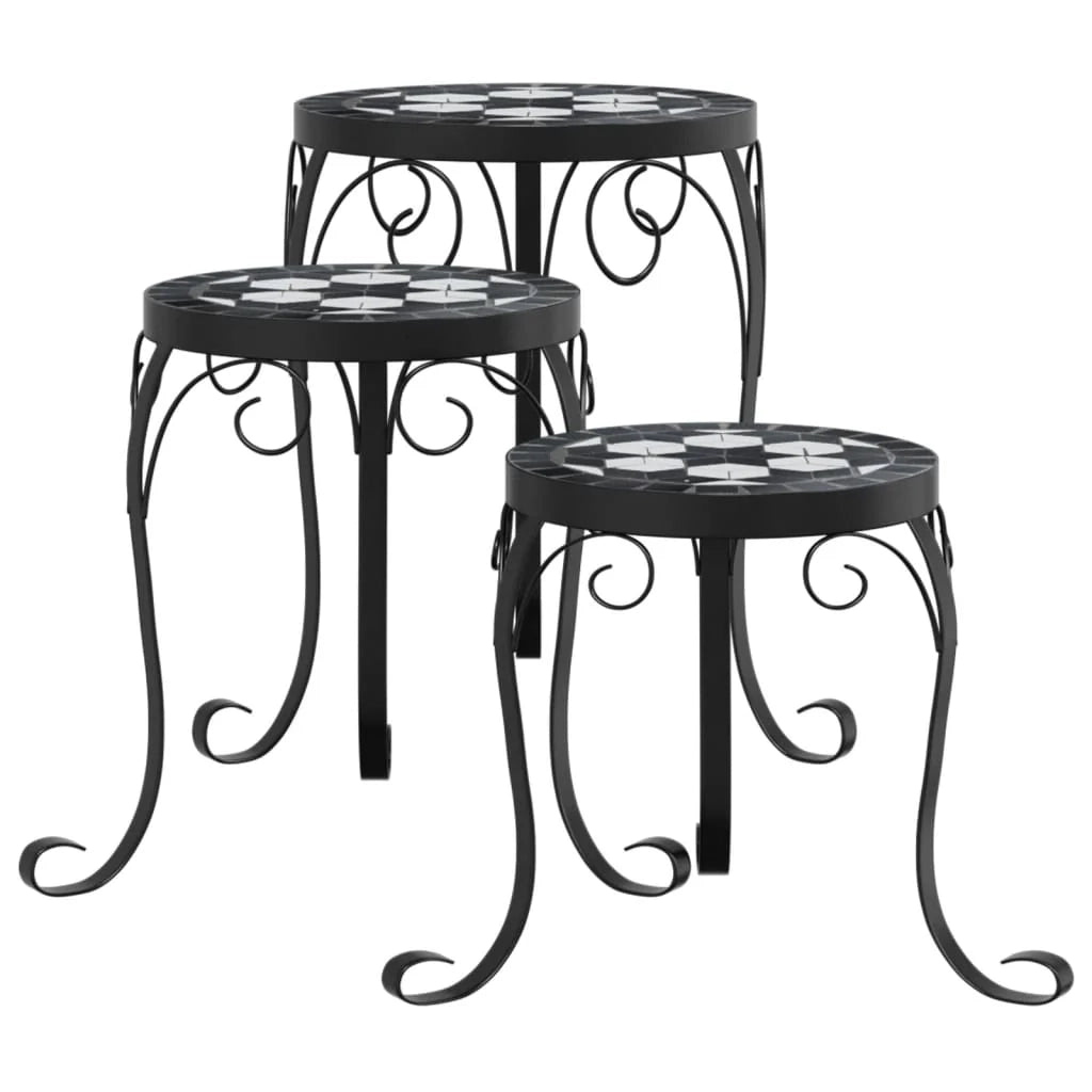 Portavasi mobili per fiori 3 pezzi ceramica nera 02_0045256