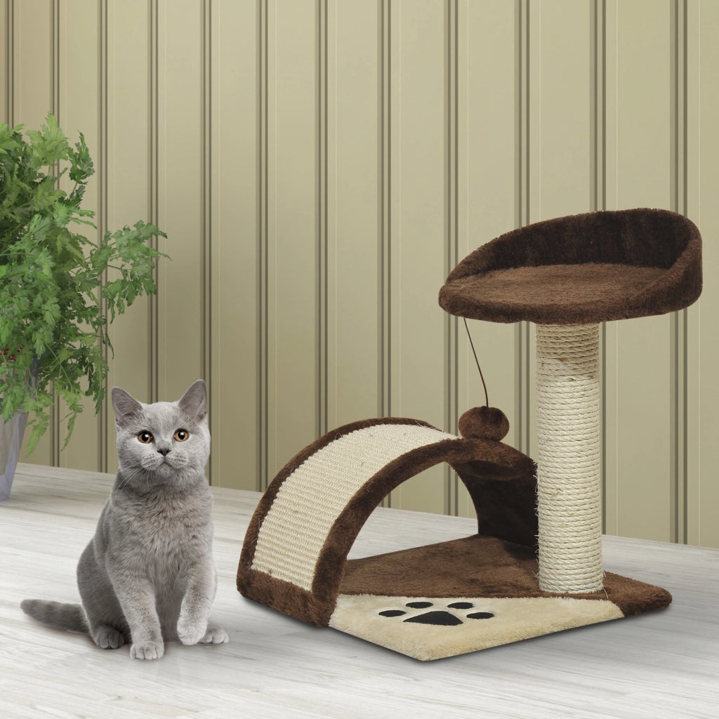 Albero Tiragraffi per Gatti per Gioco e Relax 36x36x44 cm Marrone