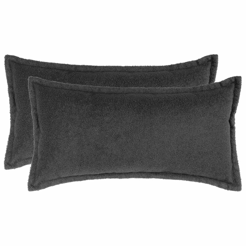 Federa 2 pcs HOUTEN Grigio Scuro 40 x 80 cm Bouclé 918211