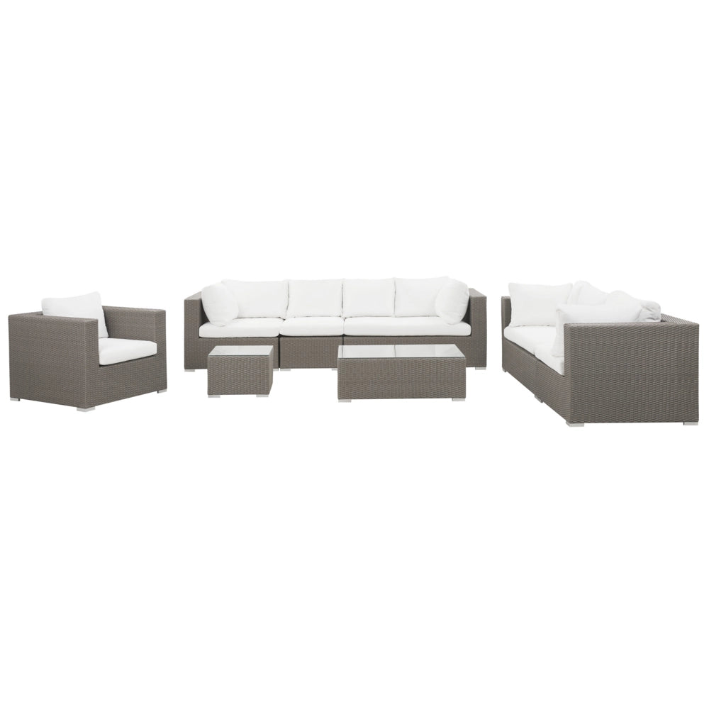 Set da giardino cuscini color crema in rattan color talpa per 8 persone set da 5 pezzi per esterni