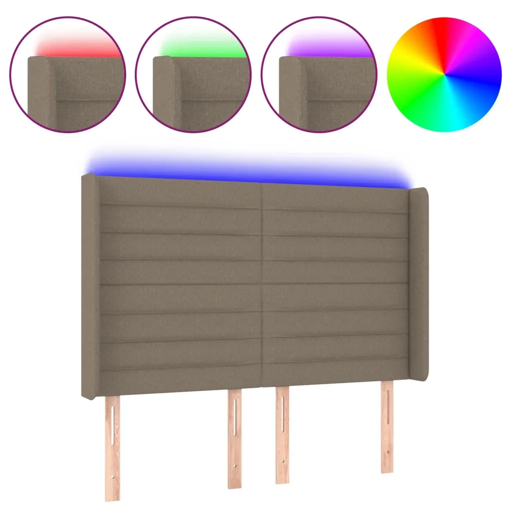 Testiera a LED-Testata con LED Tortora 147x16x118/128 cm in Tessuto 913223