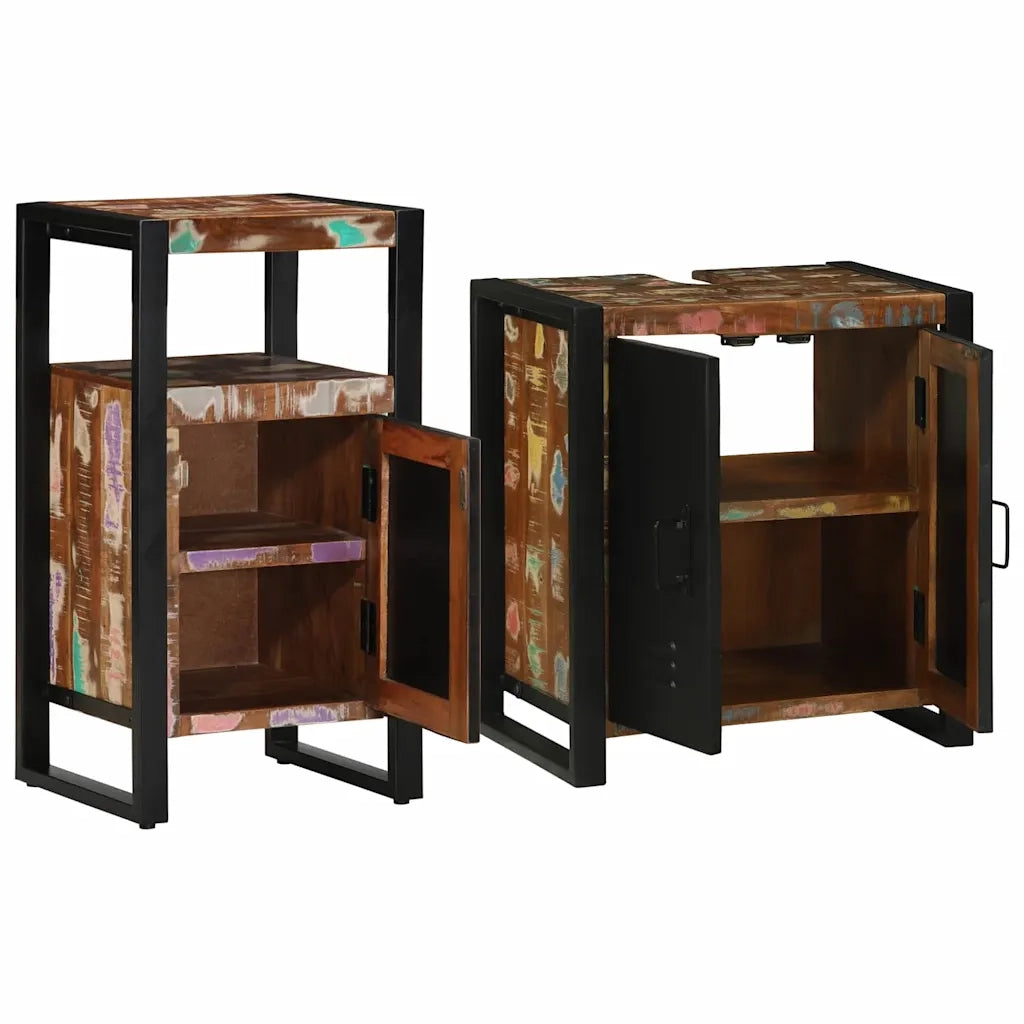 Set di mobili per il bagno 2 pcs Legno Recuperato Massello