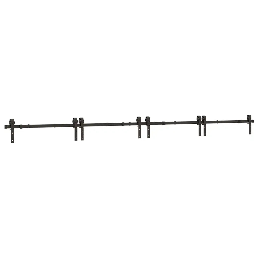 Kit di Binari per Porte Scorrevoli 400 cm Acciaio Nero CFW1480950