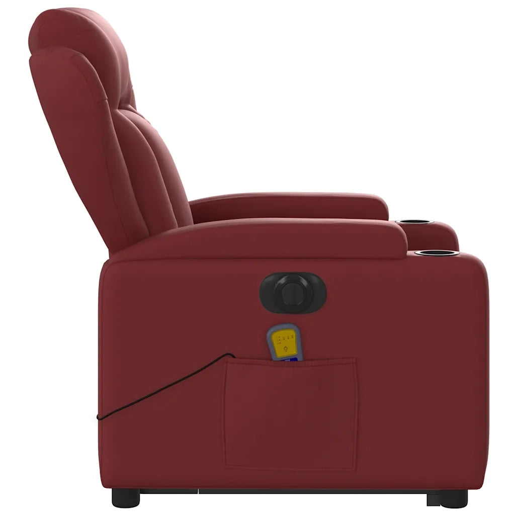 Poltrona Alzapersona Reclinabile Rosso Vino in Similpelle 3204569