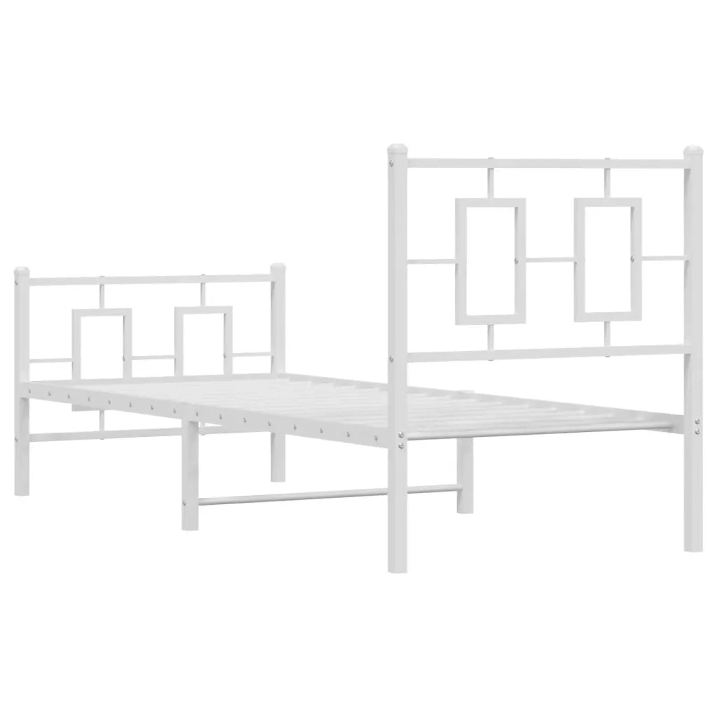 Giroletto con Testiera e Pediera-Struttura Letto Metallo Bianco 80x200 cm 425180