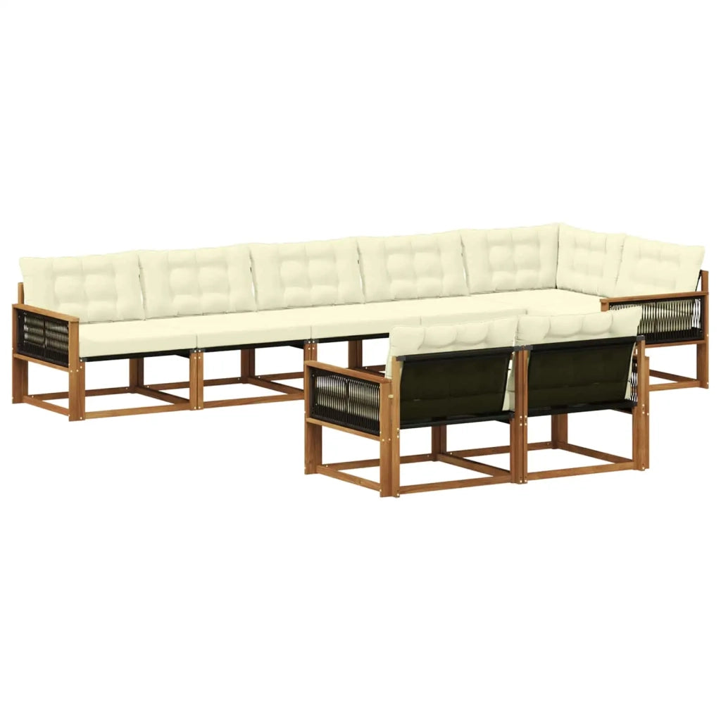 Set di divani da esterno con cuscino 8 pcs Naturale e Crema
