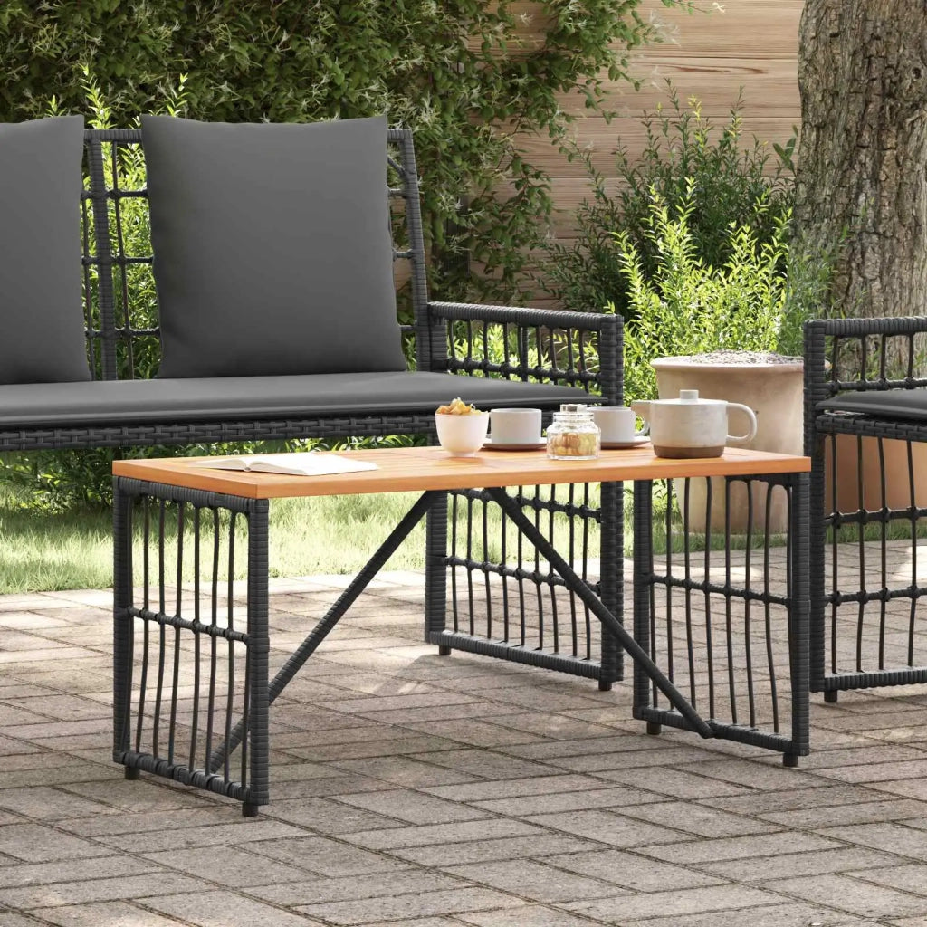 Tavolino da Giardino | Tavolo da Esterno Nero 80 x 40 x 40 cm Acciaio e Polyrattan