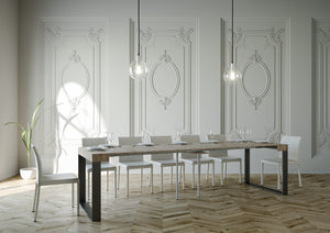 Consolle Allungabile in Legno e Ferro H77x40x90/300cm Elettra Rovere Classica