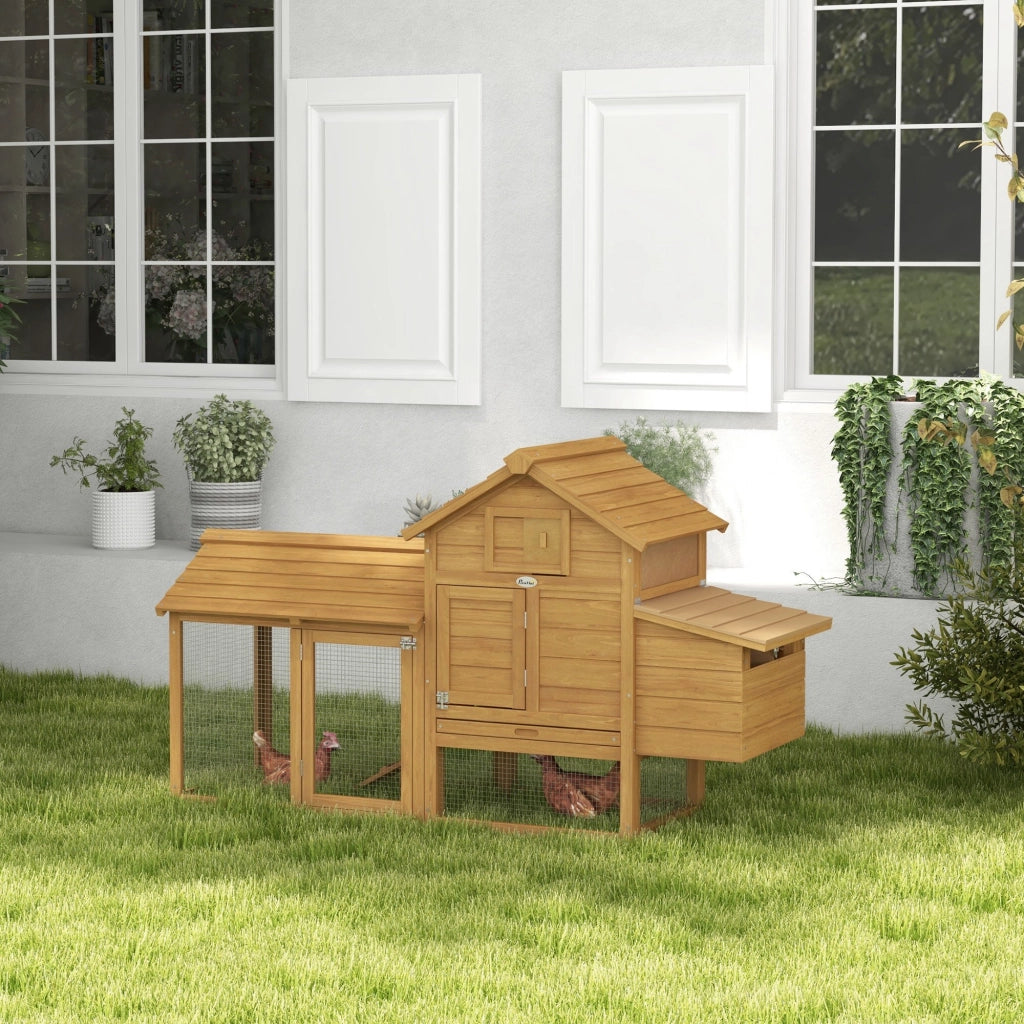 Pollaio Prefabbricato in Legno per 2 Galline con Recinzione e Nido per Cova, 151.5x54x87cm