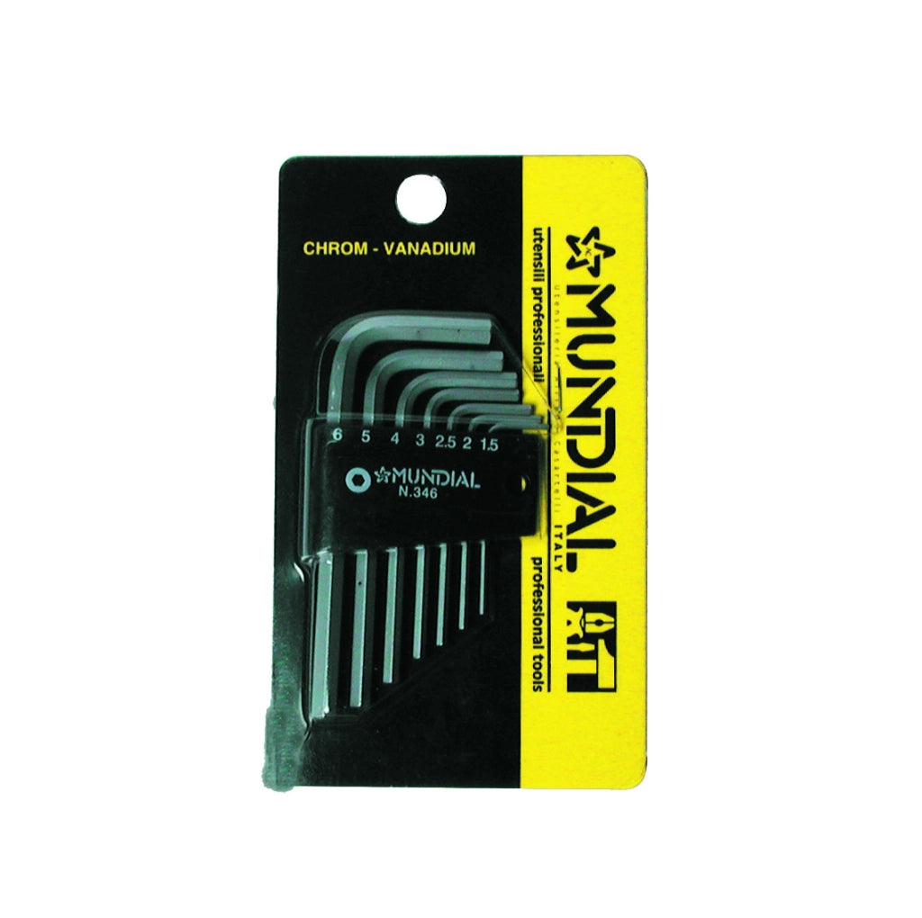 SERIE CHIAVI MASCHIO ESAGONALE MUNDIAL 9 pezzi (1,5÷10 mm) - MUNDIAL