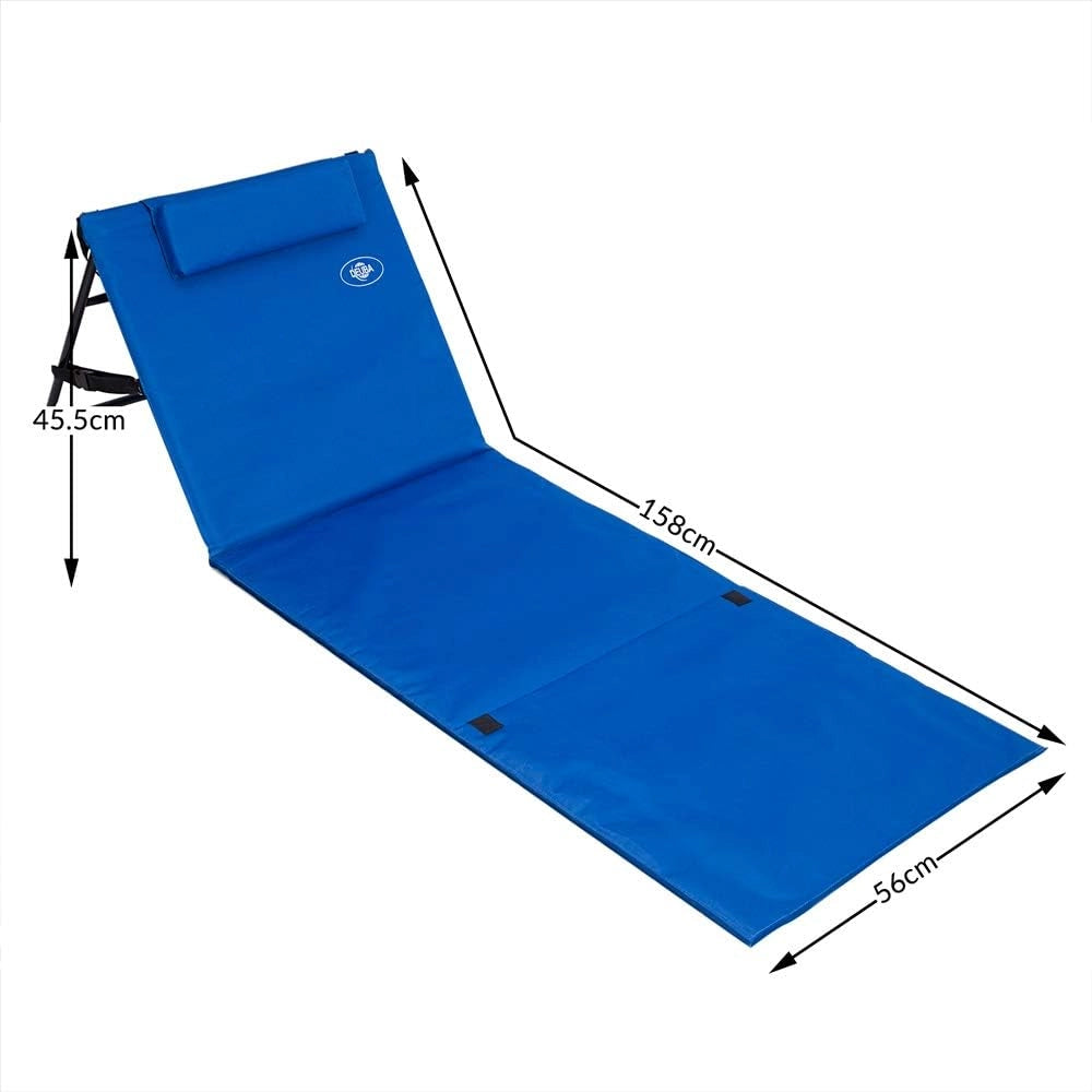 Tappettino Spiaggia 2 Pz Imbottito Pieghevole Poggiatesta Schienale Regolabile Lettino Sdraia