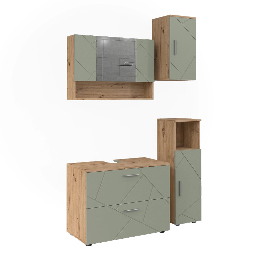 Vicco Set di mobili da bagno Verde salvia 4 parti