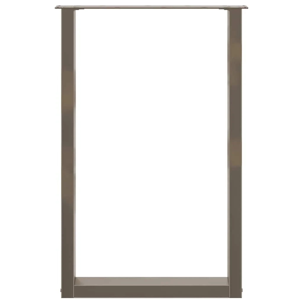 Set di 2 gambe per tavolo da bar a forma di U 60 x 90 cm con piedini regolabili design moderno in acciaio naturale 02_0057467