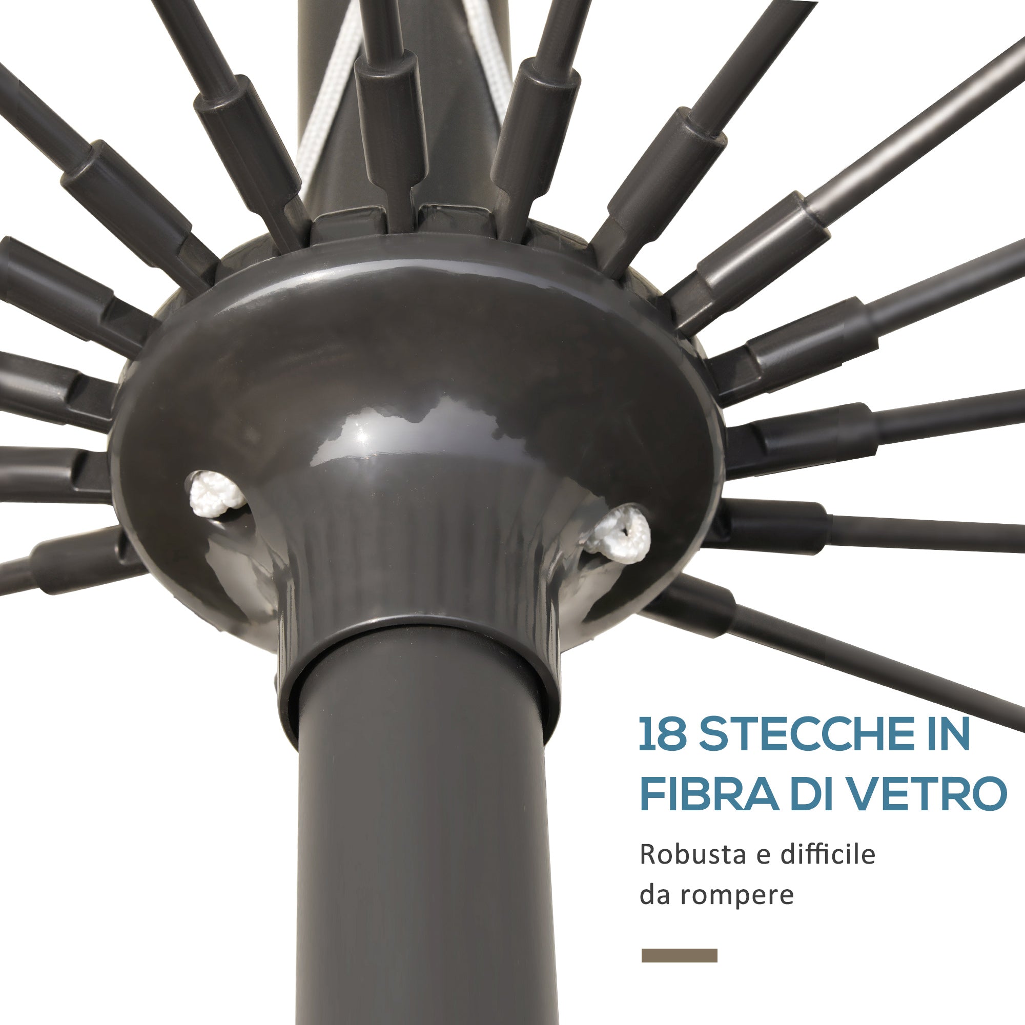 Ombrellone da Giardino Ø2,55m con Manovella Bianco Crema