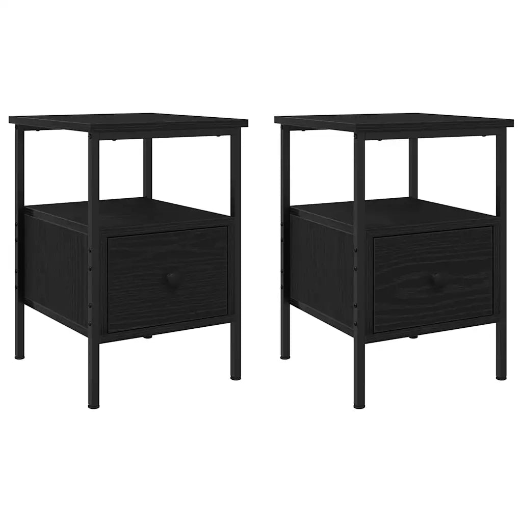 Armadio da Notte con cassetto 2 pcs Rovere Nero 34 x 36 x 50 cm 862924