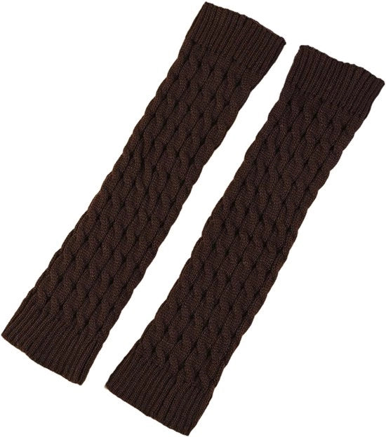 2 Pair di calze caldi e versatili, calzettoni per gambe, calze elastiche a maglia calda, calze garrate, riscaldatori per piedi, adatti per abbigliamento interno ed esterno, 40*8cm, marrone