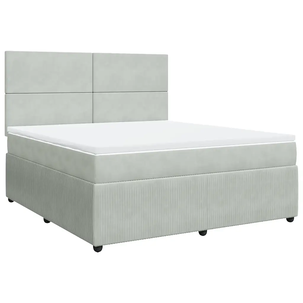 Giroletto a Molle con Materasso Grigio Chiaro 180x200cm Velluto 3292400
