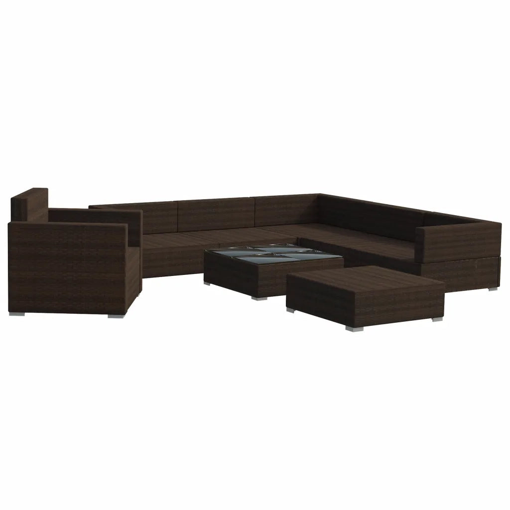 Set Divani da Giardino 8 pz con Cuscini in Polyrattan Marrone cod mxl 33128