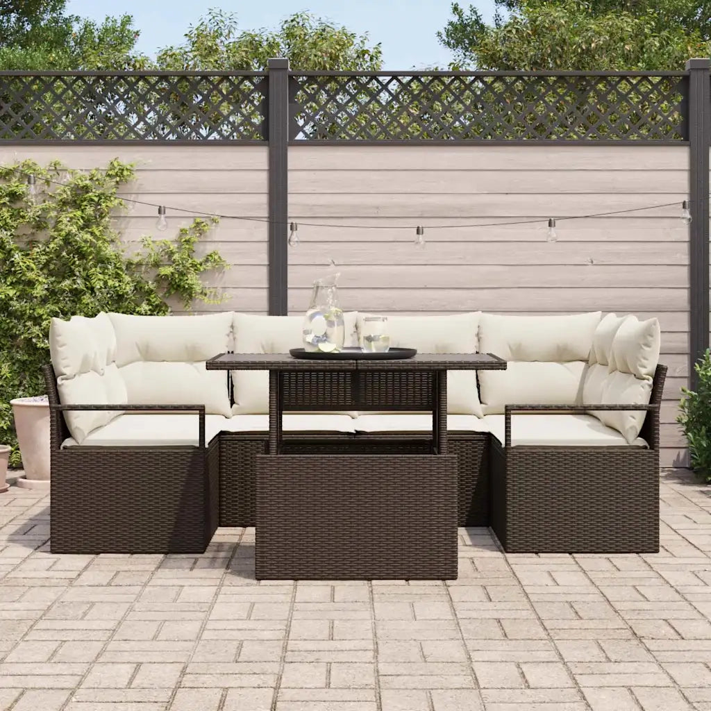 Set Divano da Giardino con cuscino 7 pcs Marrone polyrattan 3348754