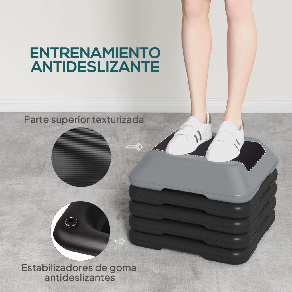 Step Fitness Antiscivolo ¨C Xylo ¨C Altezza Regolabile 10-30cm Carico 150kg Grigio