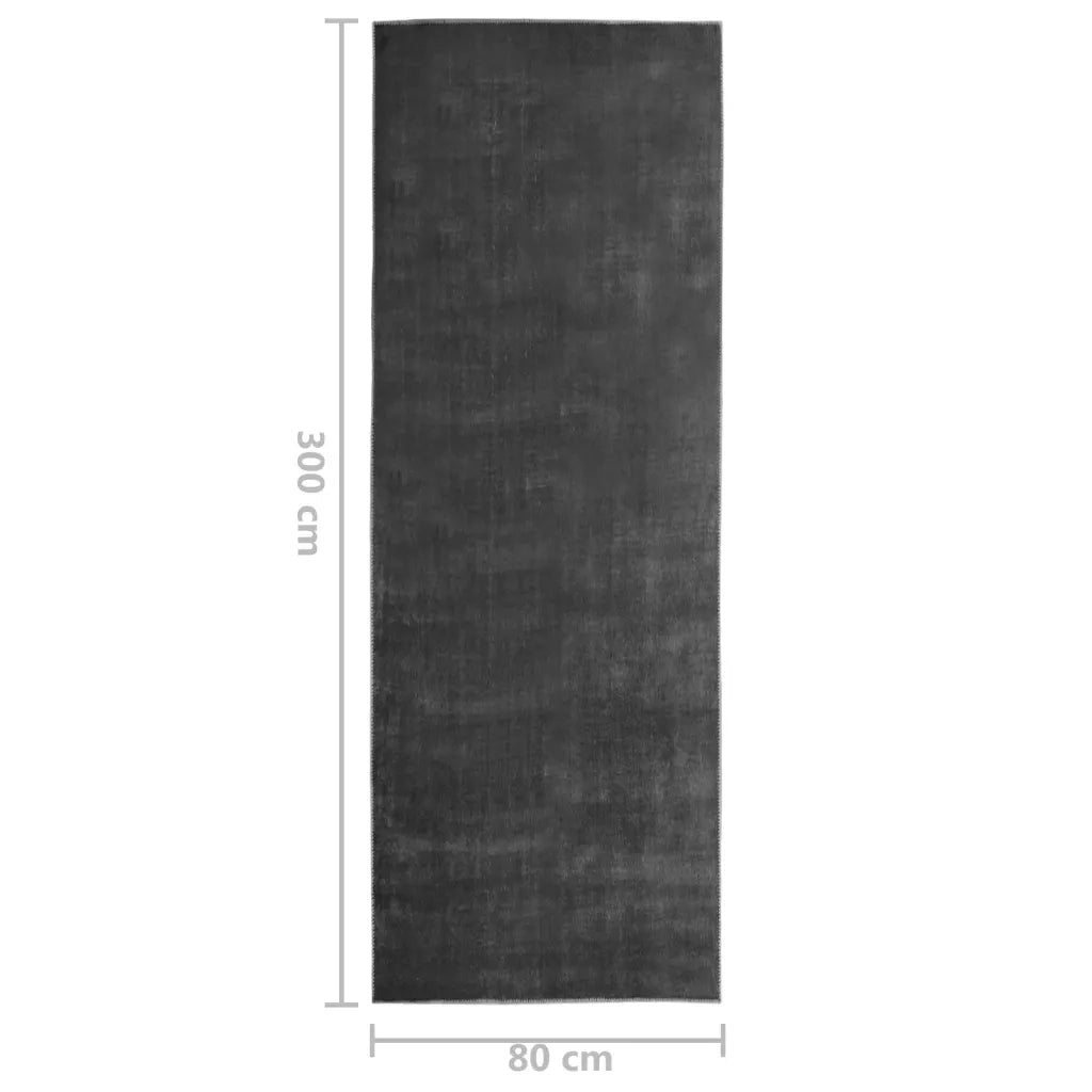 Tappeto Lungo Stampato Lavabile Antracite 80x300 cm Poliestere 337131