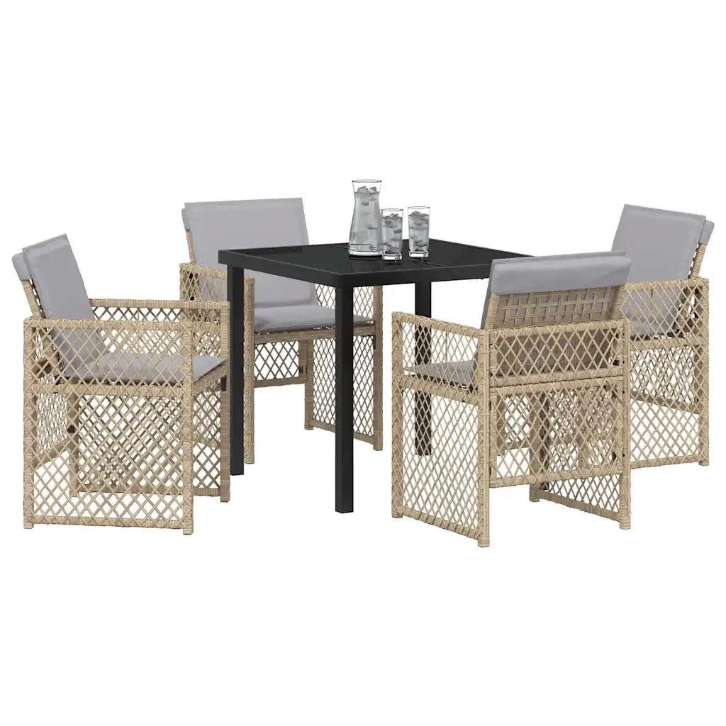 Set da Pranzo per Giardino 5 pcs Beige polyrattan 3380641