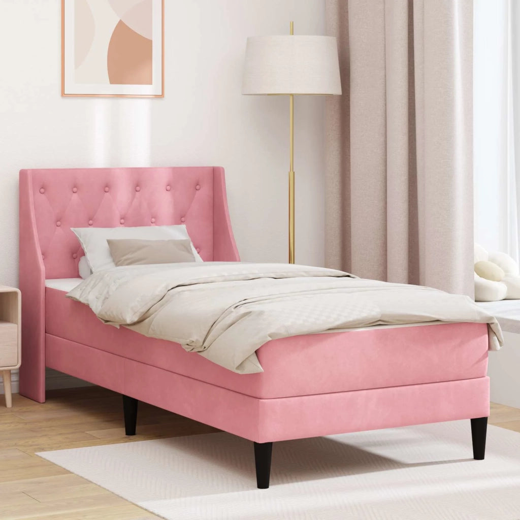 Struttura letto con materasso Rosa 100 x 200 cm Velluto 3414780
