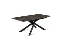 E-STYLO Tavolo allungabile con top cemento grigio in melaminico e base in metallo nero, 90cm X 140/ 190cm H. 76cm.