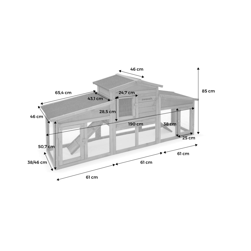Conigliera in legno per 4 conigli, marrone naturale