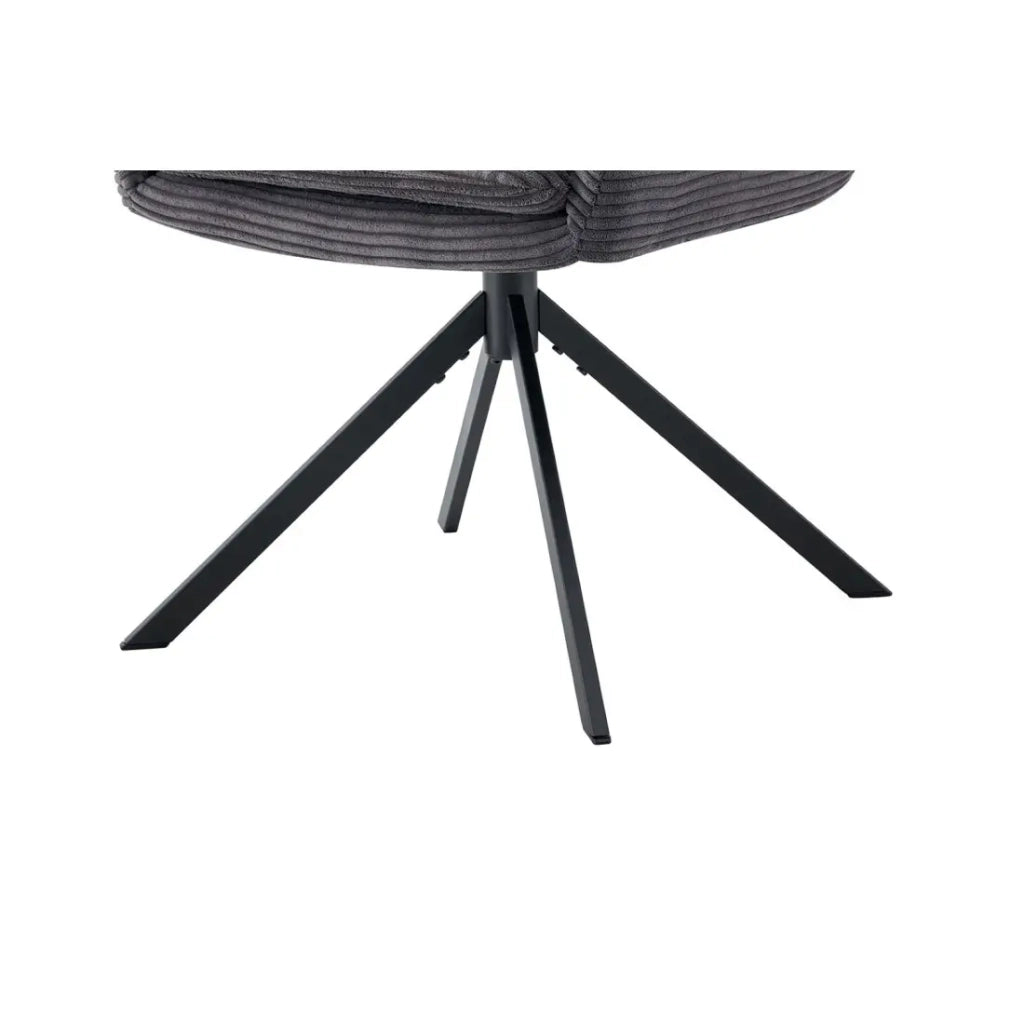 Set di 2 poltrone KAVIRA – Velluto a coste grigio – Piedi in metallo – Con braccioli – Design accogliente ed elegante